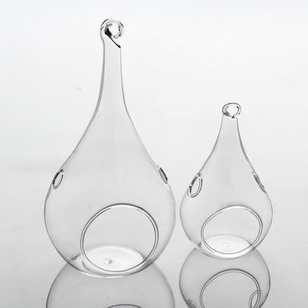 My Decorations 10 Pack Of Hanging Clear Glass Tealight Candle Holder Tear Drop Pear Hour Shape 20Cm High Terrarium Plant Mini Garden Craft Gift Candle