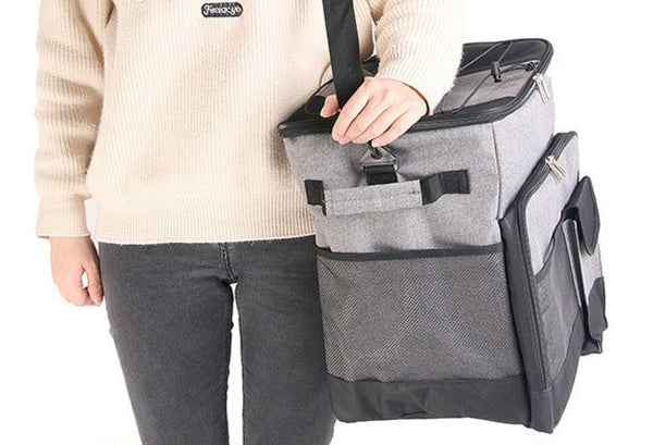 Nooyah Cooler Picnic Bag Trolley Thermally Insulated 36L 60 Cans Grey Drinks Food Rainproof Picnic Baskets & Backpacks