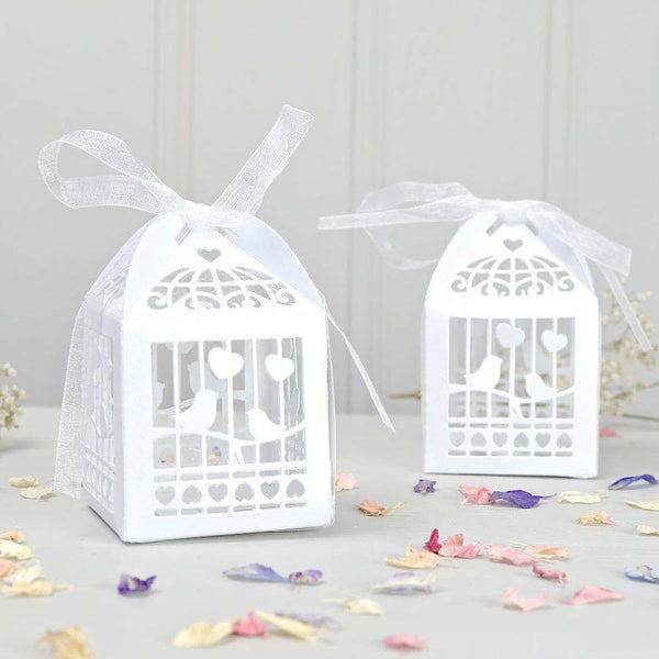 My Decorations 100 Piece Pack White Dove Bird Heart Wedding Bomboniere Favor Lolly Gift Card Box Gift Boxes