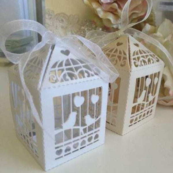 My Decorations 100 Piece Pack White Dove Bird Heart Wedding Bomboniere Favor Lolly Gift Card Box Gift Boxes