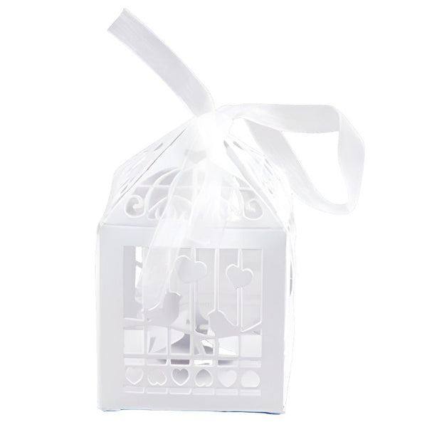 My Decorations 50 Piece Pack White Dove Bird Heart Wedding Bomboniere Favor Lolly Gift Card Box Gift Boxes