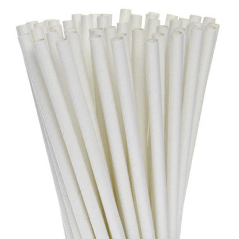 My Decorations 200 Pack White Drinking Straws Biodegradable Eco Paper Birthday Party Event Bistro Bar Cafe Take Away Party Tableware & Serveware