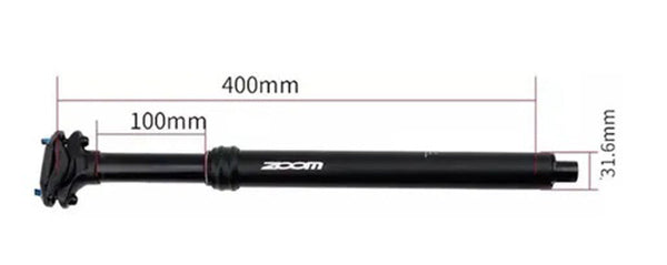 Zoom Mtb Adjustable Seatpost Internal Cable 30.9 Diameter 125Mm Travel Height Via Thumb Remote Lever -