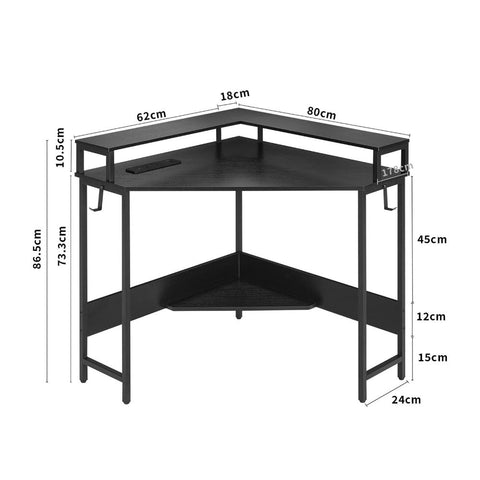 Casadiso L-Shaped Computer Desk With Charging Station, Black Gaming Built-In Power Board (Casadiso Albali Pro)