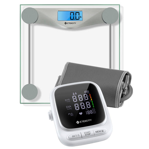 Etekcity Digital Body Weight Bathroom Scale - Silver & Smart Blood Pressure Monitor White Bundle