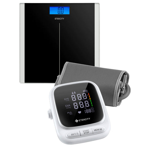 Etekcity Digital Body Weight Bathroom Scale Black & Smart Blood Pressure Monitor White Bundle Bathroom Scales