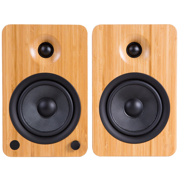 Kanto Yu4 140W Powered Bookshelf Speakers With Bluetooth And Phono Preamp - Pair, Bamboo
