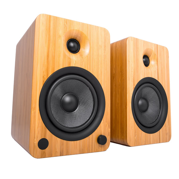 Kanto Yu6 200W Powered Bookshelf Speakers With Bluetooth And Phono Preamp - Pair, Bamboo