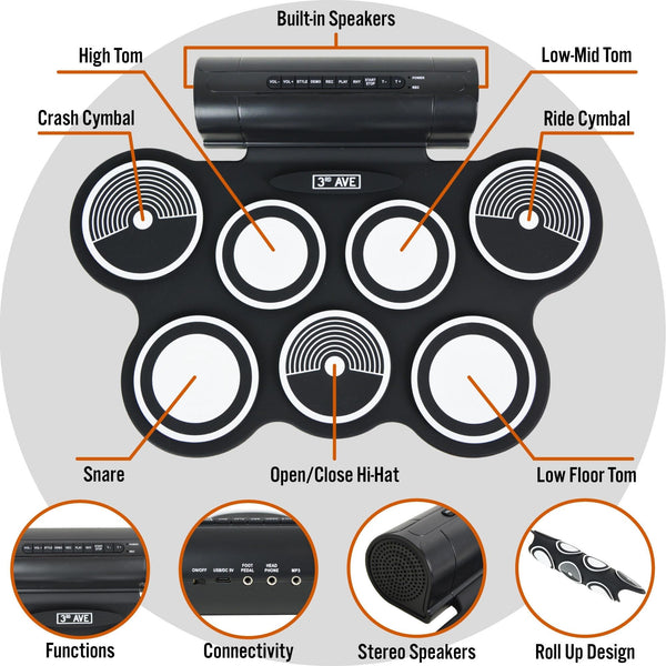 3Rd Avenue Roll Up Drum Kit Drum Kits