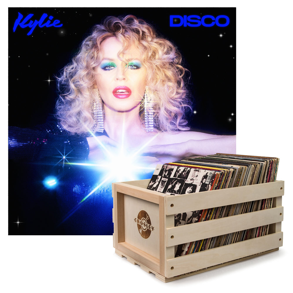 Crosley Record Storage Crate & Kylie Disco Black Vinyl Album Bundle Posters & Prints