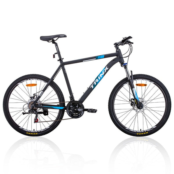 Trinx Mtb Mens Mountain Bike 26 Inch Shimano Gear 21 Speed [Colour: Matt Black White/Blue] [Size Of Frame: 19 Inches] Bicycles