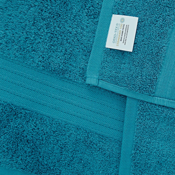 Linenland 4 Piece Cotton Bath Towels Set Blue Towels & Washcloths