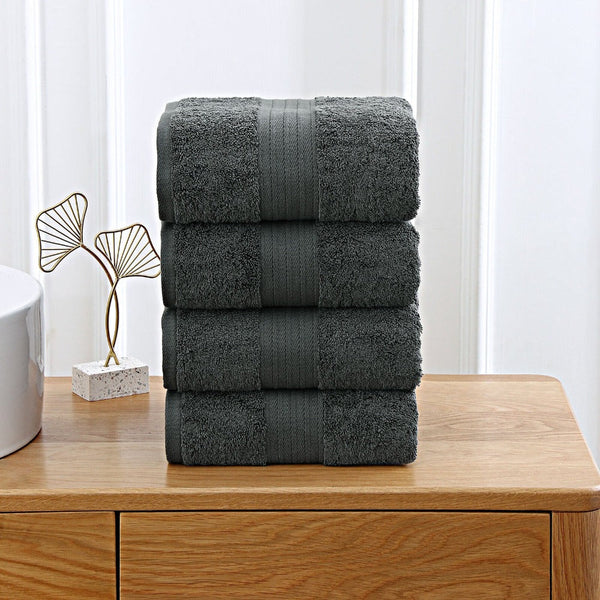 Linenland 4 Piece Cotton Bath Towels Set - Blue