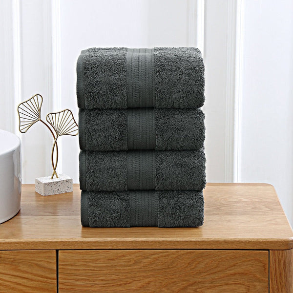 Linenland 4 Piece Cotton Bath Towels Set Blue Towels & Washcloths