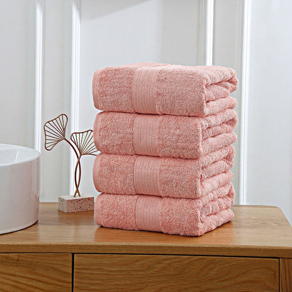 Linenland 4 Piece Cotton Bath Towels Set Blue Towels & Washcloths