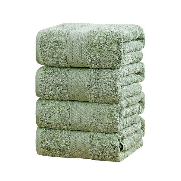 Linenland 4 Piece Cotton Bath Towels Set Blue Towels & Washcloths