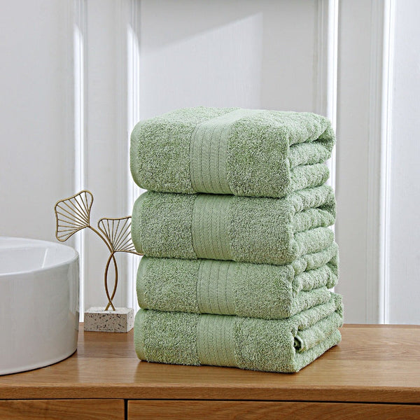 Linenland 4 Piece Cotton Bath Towels Set - Blue