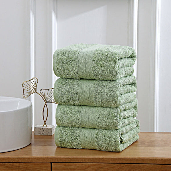 Linenland 4 Piece Cotton Bath Towels Set Blue Towels & Washcloths
