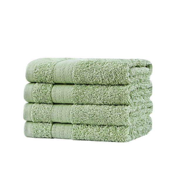 Linenland Bath Towel Set - 4 Piece Cotton Washcloths Blue