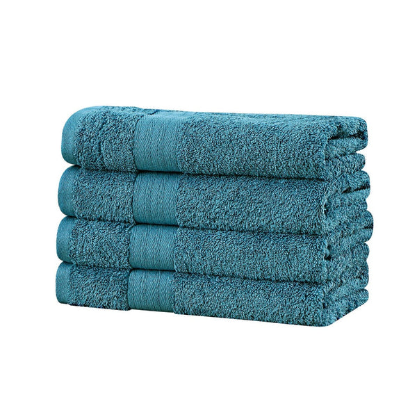 Linenland Bath Towel 4 Piece Cotton Hand Towels Set Blue Towels & Washcloths