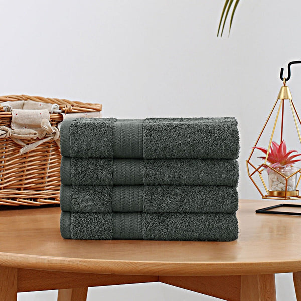 Linenland Bath Towel 4 Piece Cotton Hand Towels Set Blue Towels & Washcloths