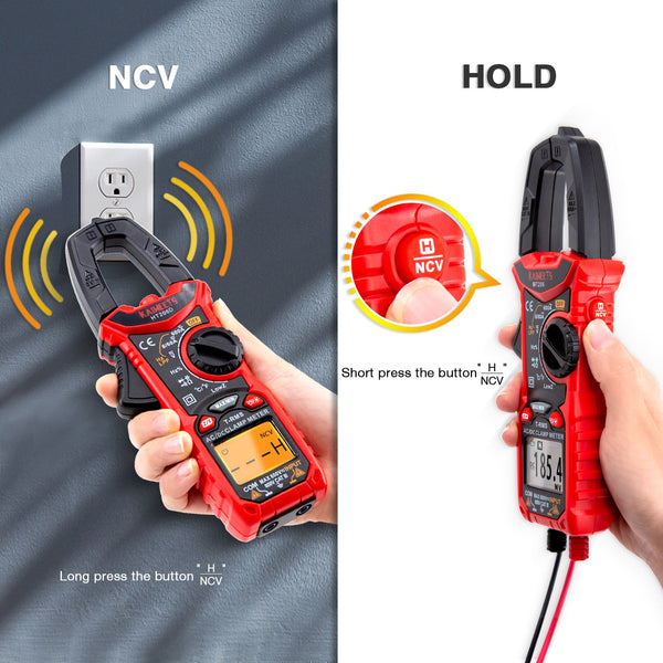 Kaiweets Ht206d Digital Clamp Meter T-Rms 6000 Counts, Multimeter Voltage Tester Auto-Ranging, Measures Current Temperature Capacitance Resistance Diodes Continuity Duty-Cycle (Ac/Dc Current)