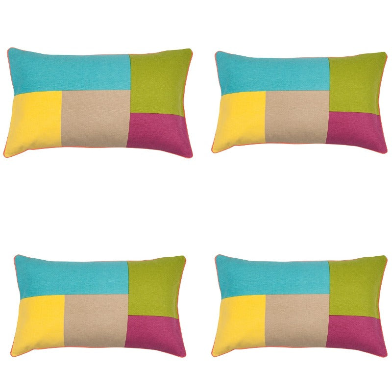 En Pack Of 4 Geo Turquoise Block Design 30X50cm Cushion Cover Cushion Covers