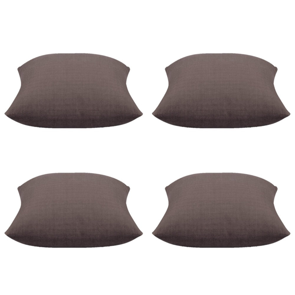 En Pack Of 4 Elements Stone Brown Solid Base Colour Square Cushion Covers