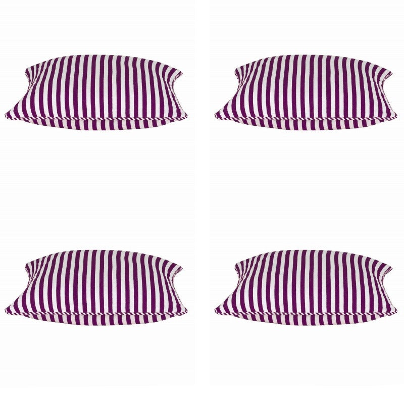 En Pack Of 4 Dandi Fuchsia Plum Purple & White Striped Square 40X40cm Cushion Covers