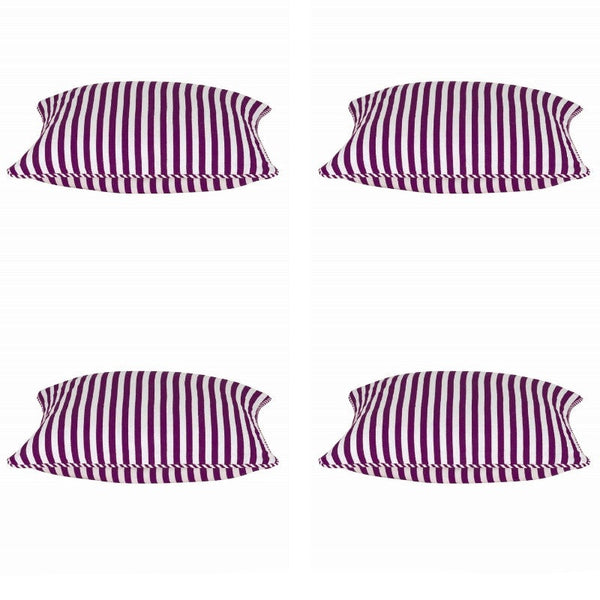 En Pack Of 4 Dandi Fuchsia Plum Purple & White Striped Square 40X40cm Cushion Covers