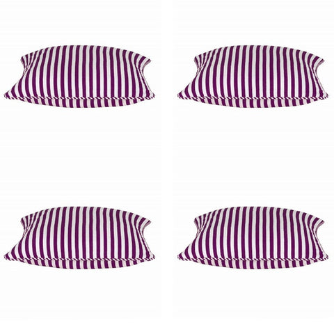 En Pack Of 4 Dandi Fuchsia Plum Purple & White Striped Square 40X40cm Cushion Covers