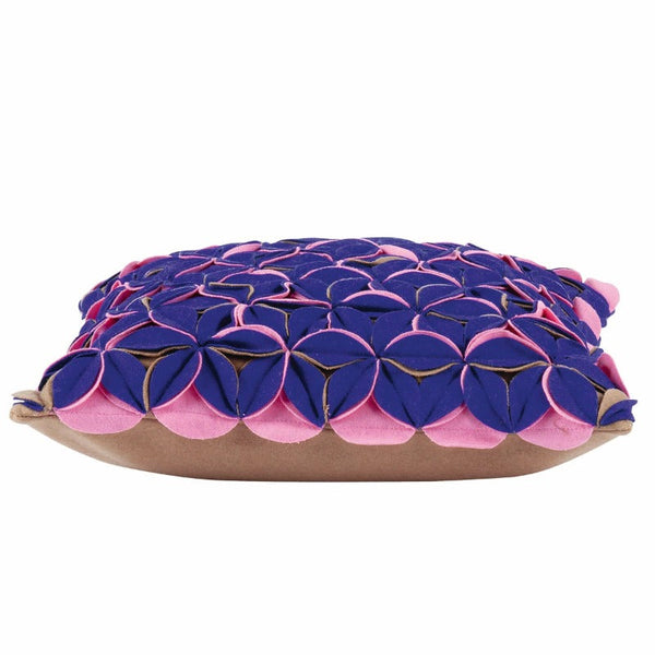 Pad Amelie Royal Blue & Pink Felt Petals Cushion Cover Cushion Covers