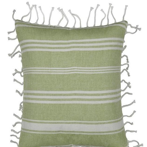 En Fresh Green & White Striped Cushion Cover With Knotted Edging Cushion Covers