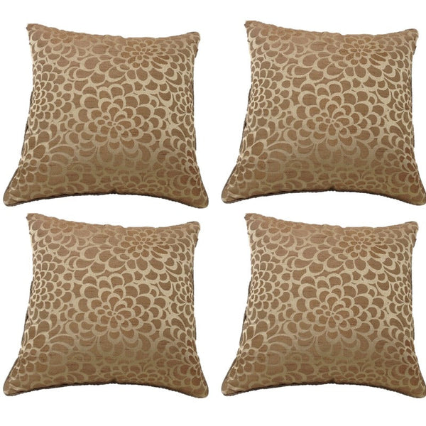 En Pack Of 4 Flower Beige Petal Design Square Cushion Covers