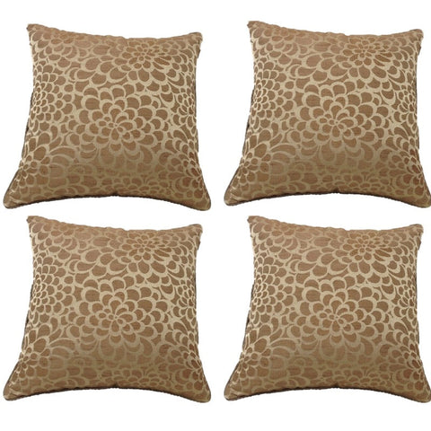 En Pack Of 4 Flower Beige Petal Design Square Cushion Covers
