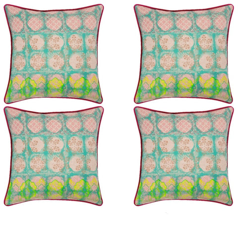 En Pack Of 4 Avia Fuchsia Multicoloured Coloured Cushion Covers