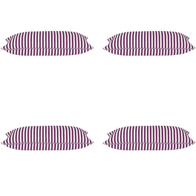 En Pack Of 4 Dandi Fuchsia Plum Purple & White Rectangle Cushion Covers