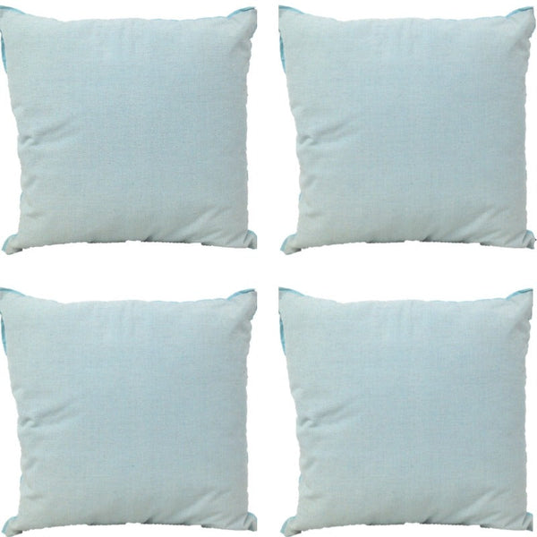 En Pack Of 4 Frida Aqua Blue 50Cm X With Piping Cushion Covers