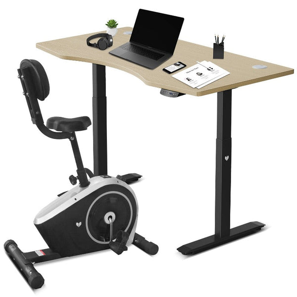 Lifespan Fitness Cyclestation 3 Exercise Bike With Ergodesk Automatic Standing Desk 150Cm Exercise Bikes