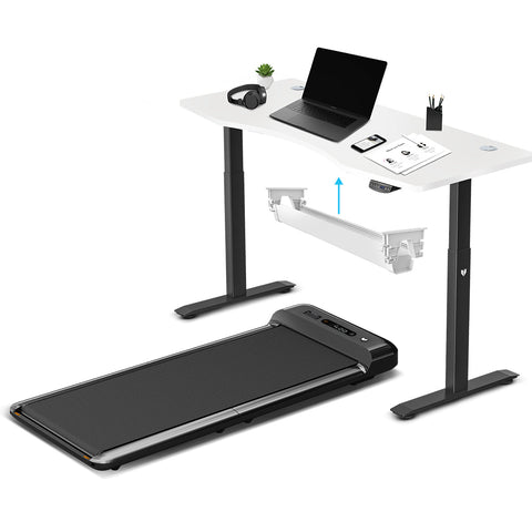 Lifespan Fitness Walkingpad M2 Treadmill With Ergodesk Automatic White Standing Desk 1500Mm + Cable Management Tray Treadmills