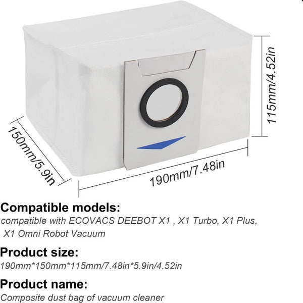 Hygieia 12 X Auto Empty Station Dust Bags For Ecovacs Deebot X1 Omni Series Robots Vacuum Cleaner Parts