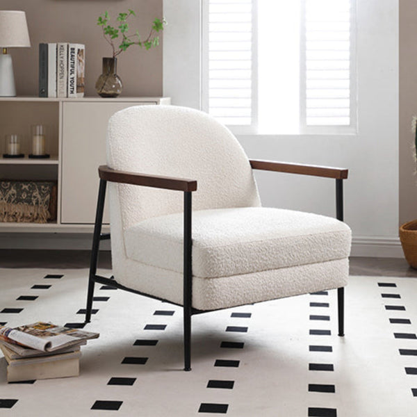Denmark Arm Chair Polyester Fabric Upholstery Wooden Structure Solid Foam Black Metal Legs Sofas Armchairs & Couches