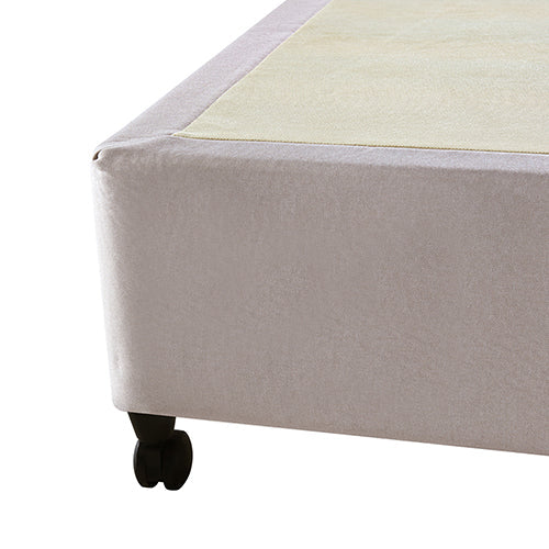 Mattress Base Ensemble Double Size Solid Slat In Beige With Removable Cover Double Bed Frames