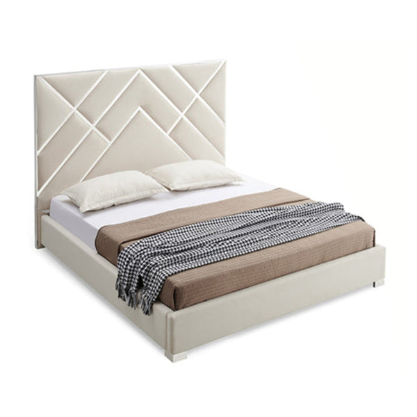 Melbournians Furniture Matrix Bed Frame Fabric Padded Upholstery High Quality Slats Polished Stainless Steel Feet King Bed Frames