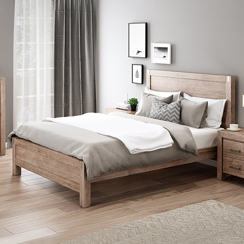 Bed Frame Queen Size In Solid Wood Veneered Acacia Bedroom Timber Slat Oak Queen Bed Frames