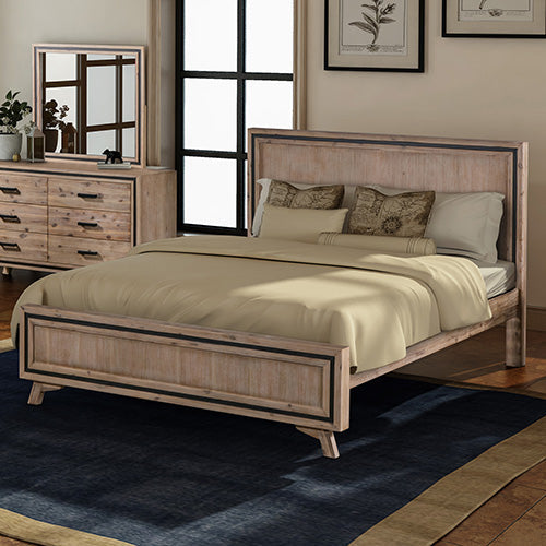 Queen Size Silver Brush Bed Frame In Acacia Wood Construction Queen Bed Frames