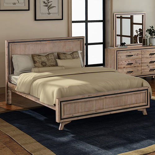 Queen Size Silver Brush Bed Frame In Acacia Wood Construction Queen Bed Frames