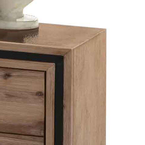 Bedside Table 2 Drawer Night Stand With Solid Acacia Storage In Sliver Brush Colour Bedside Tables