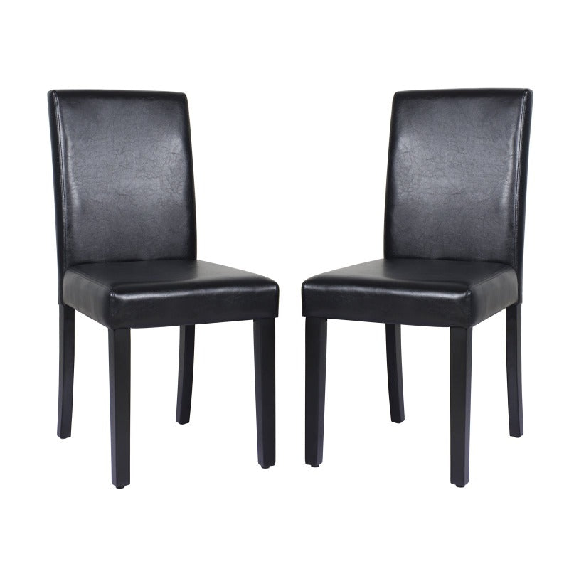 Melbournians Furniture 2X Frame Black Leatherette With Solid Pine Legs Dining Chairs