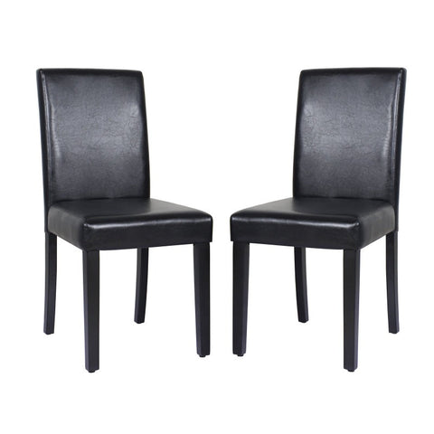 Melbournians Furniture 2X Frame Black Leatherette With Solid Pine Legs Dining Chairs